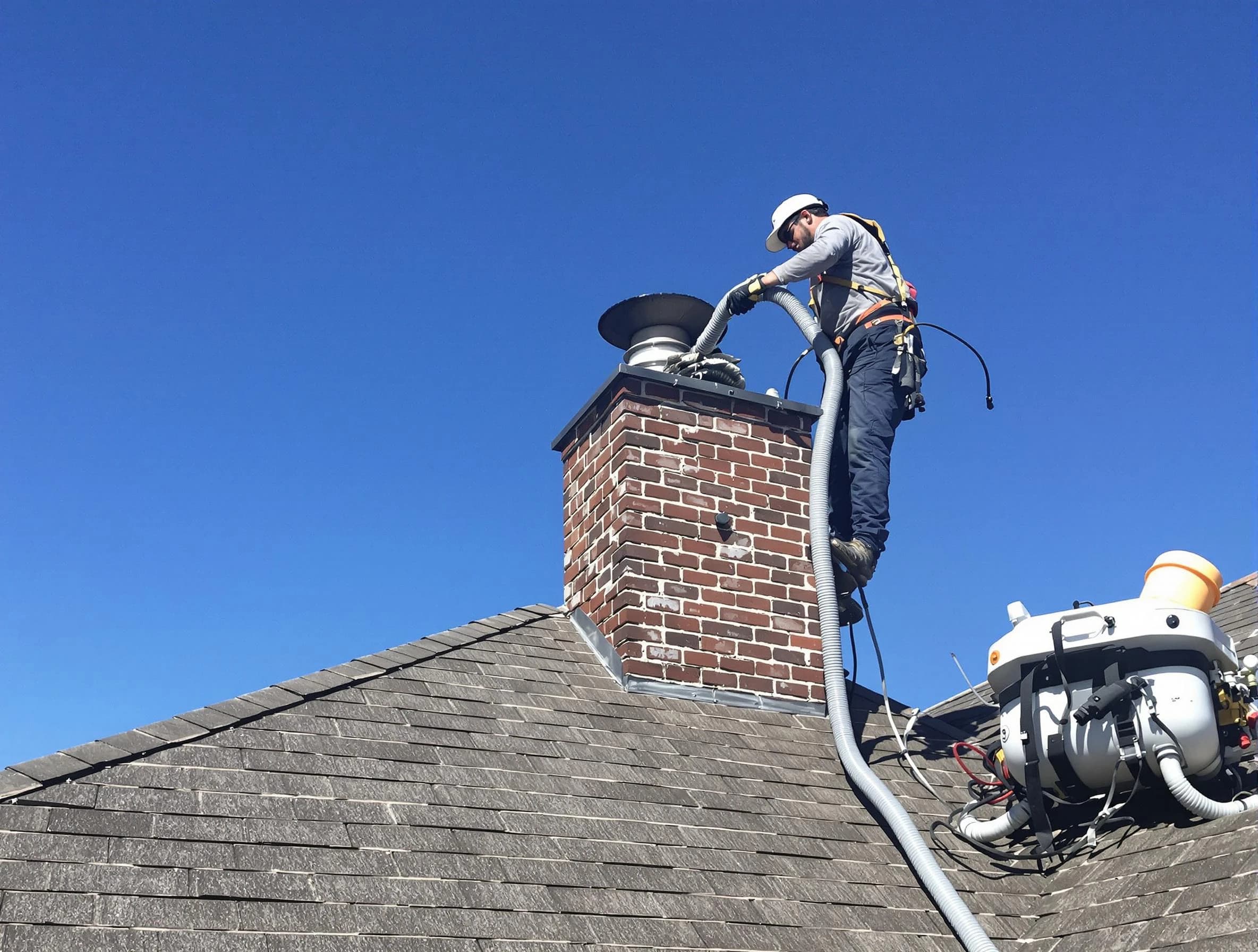 Dedicated New Kensington Chimney Sweep team member cleaning a chimney in New Kensington, PA