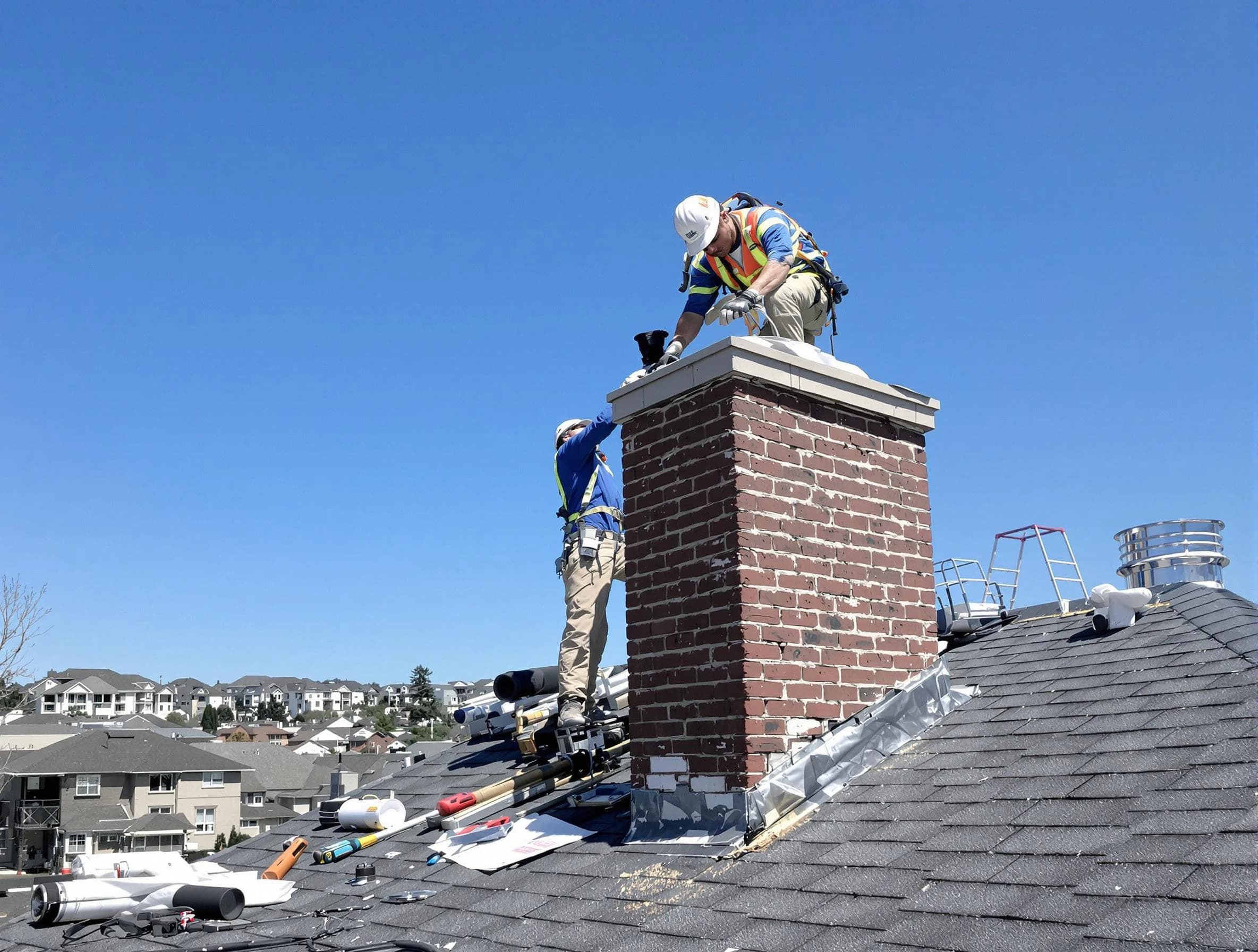 New Kensington Chimney Sweep repairing a chimney crown in New Kensington, PA