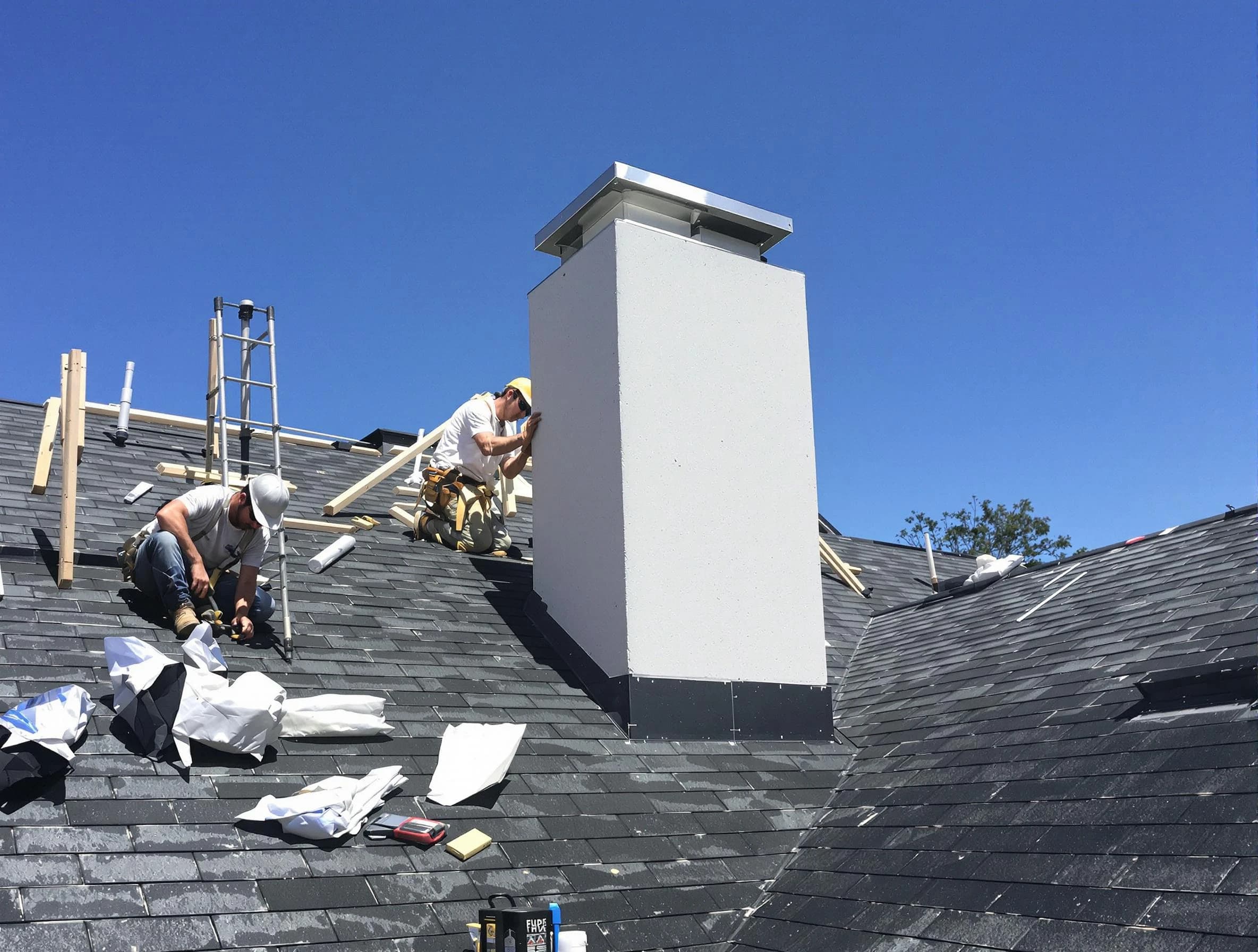 New Kensington Chimney Sweep crew installing a new chimney in New Kensington, PA
