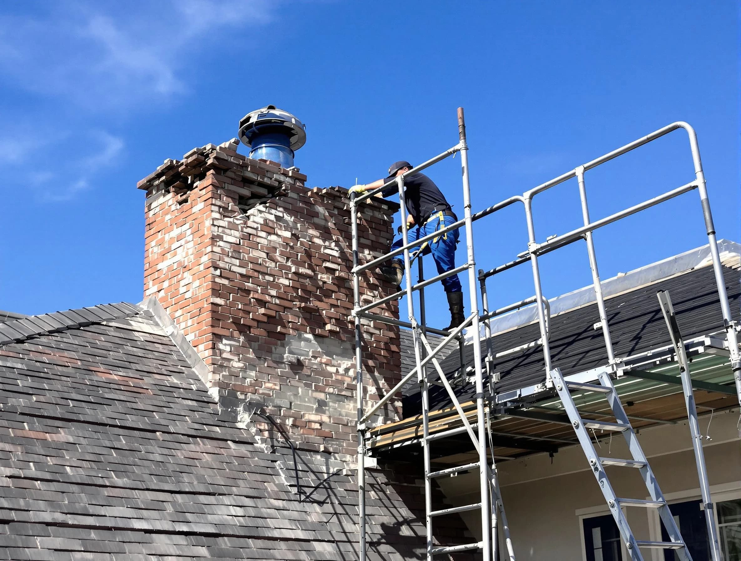 Rebuilding a chimney structure by New Kensington Chimney Sweep in New Kensington, PA