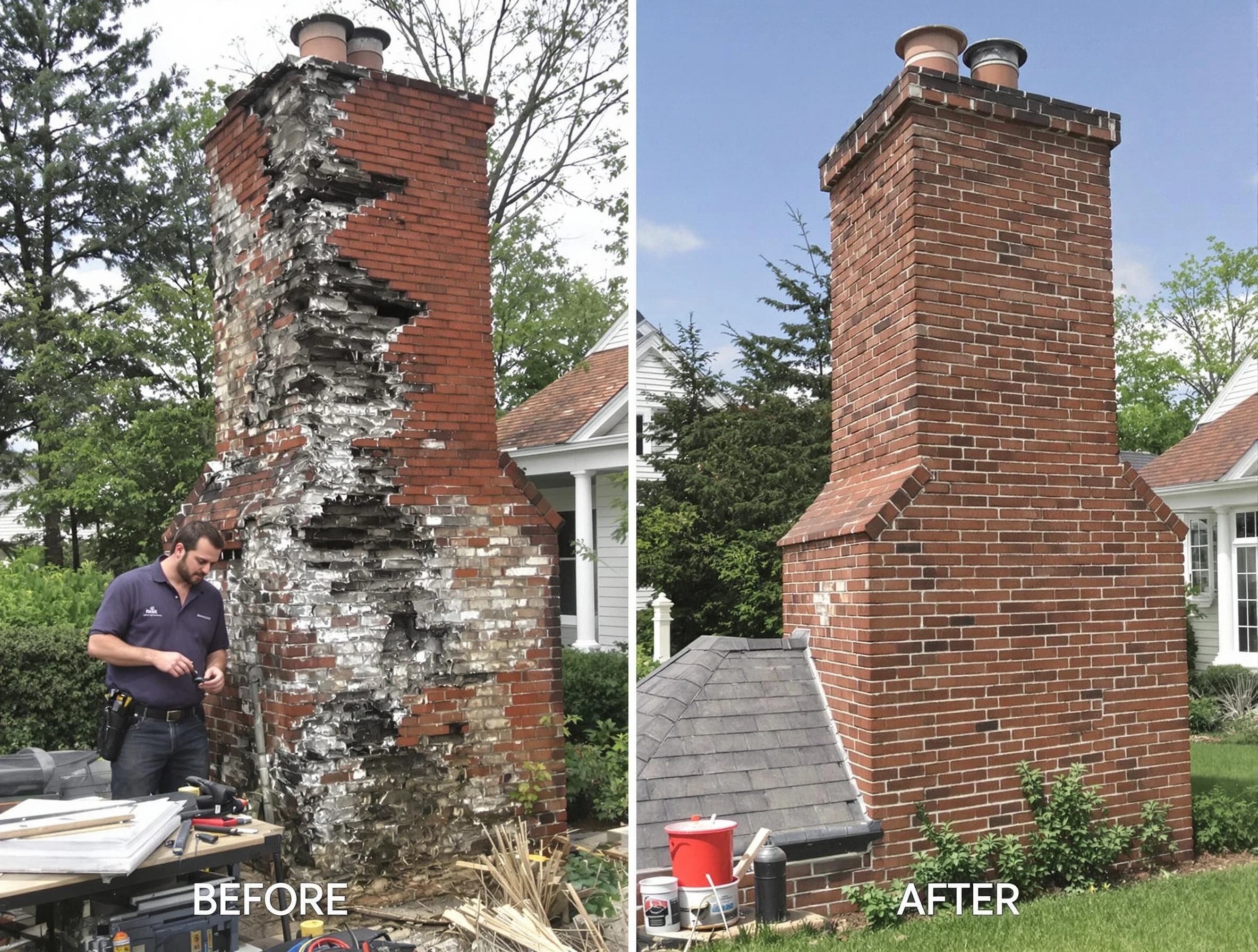 New Kensington Chimney Sweep performing a full chimney restoration in New Kensington, PA