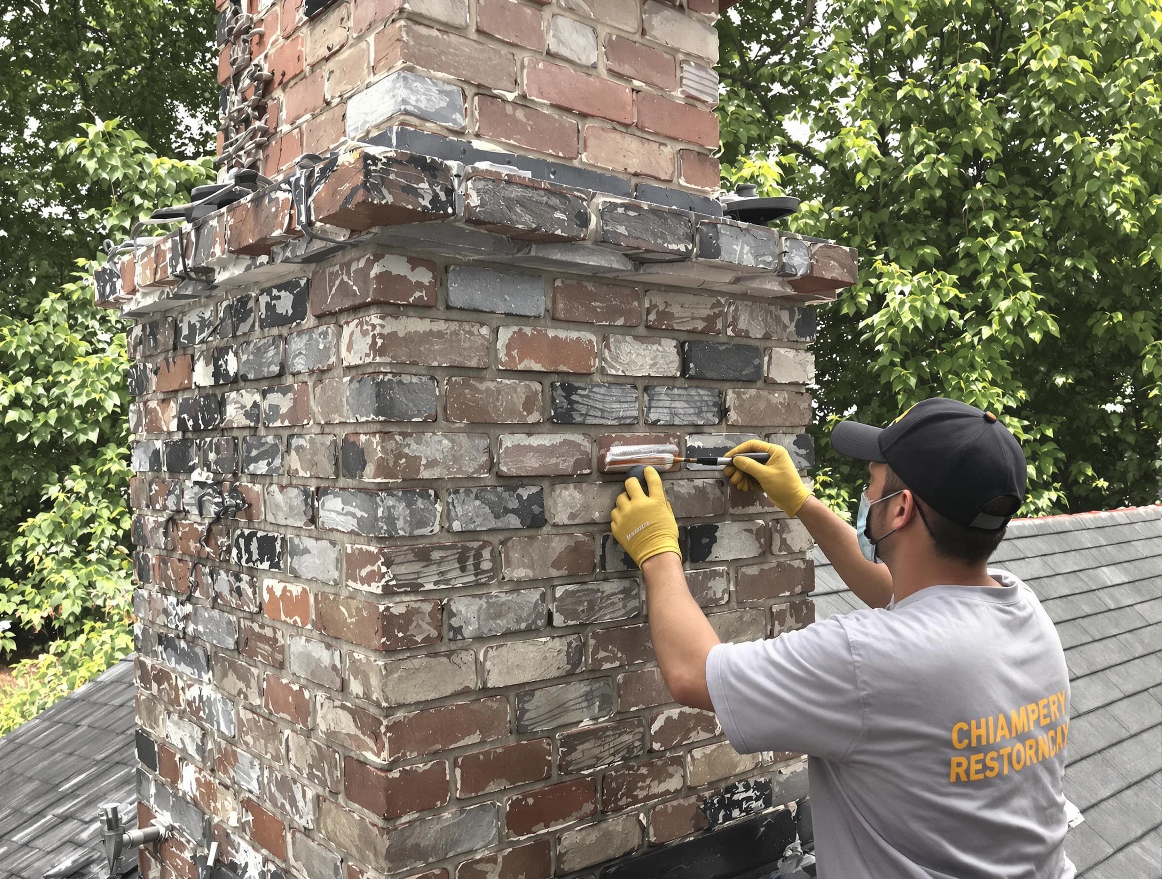 In-progress chimney restoration by New Kensington Chimney Sweep in New Kensington, PA