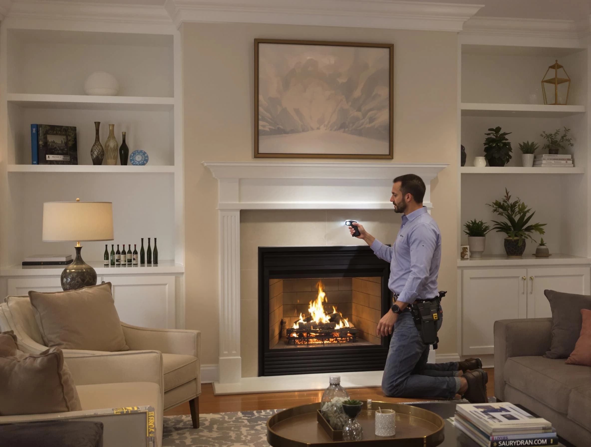 New Kensington Chimney Sweep conducting a fireplace safety inspection in New Kensington, PA