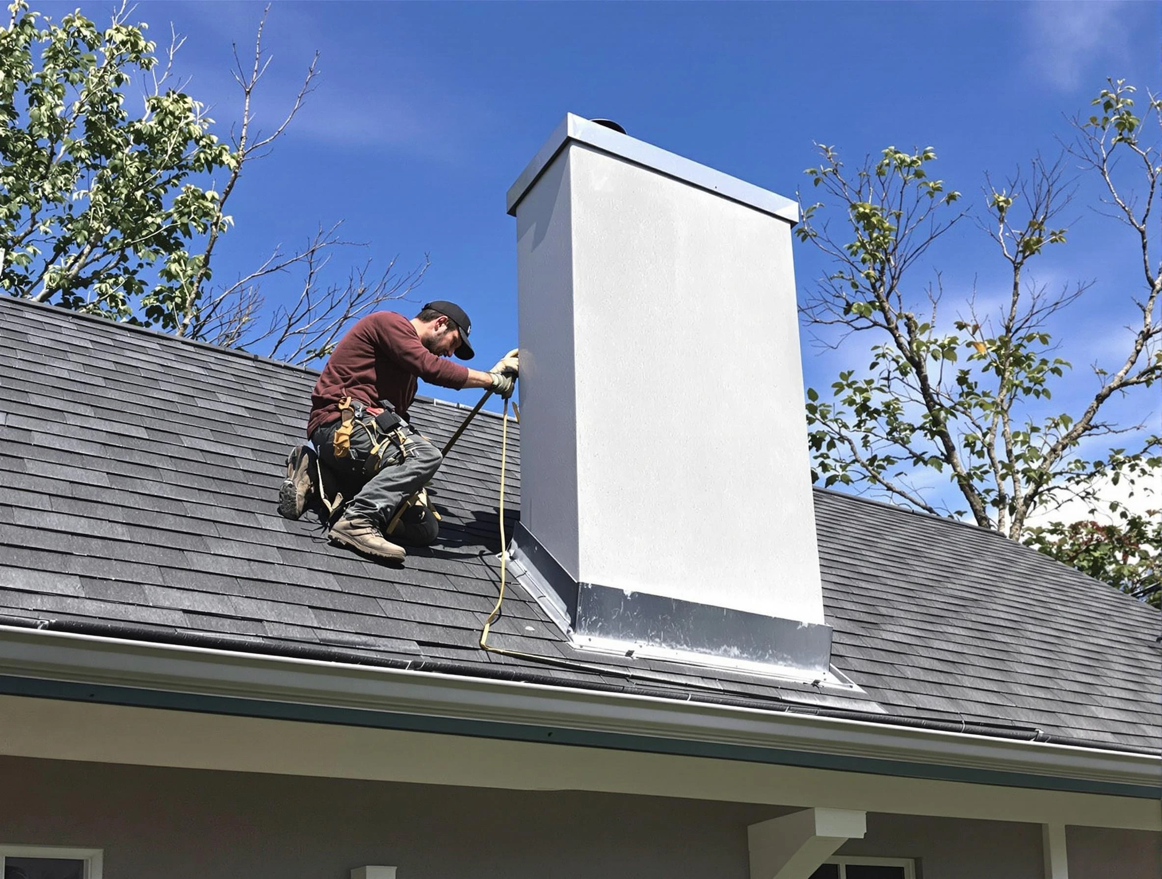 New Kensington Chimney Sweep team member finishing chimney construction in New Kensington, PA