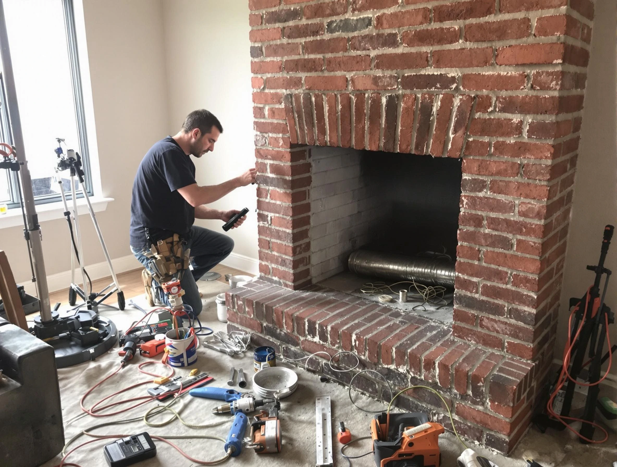 New Kensington Chimney Sweep specialist finalizing chimney liner service in New Kensington, PA